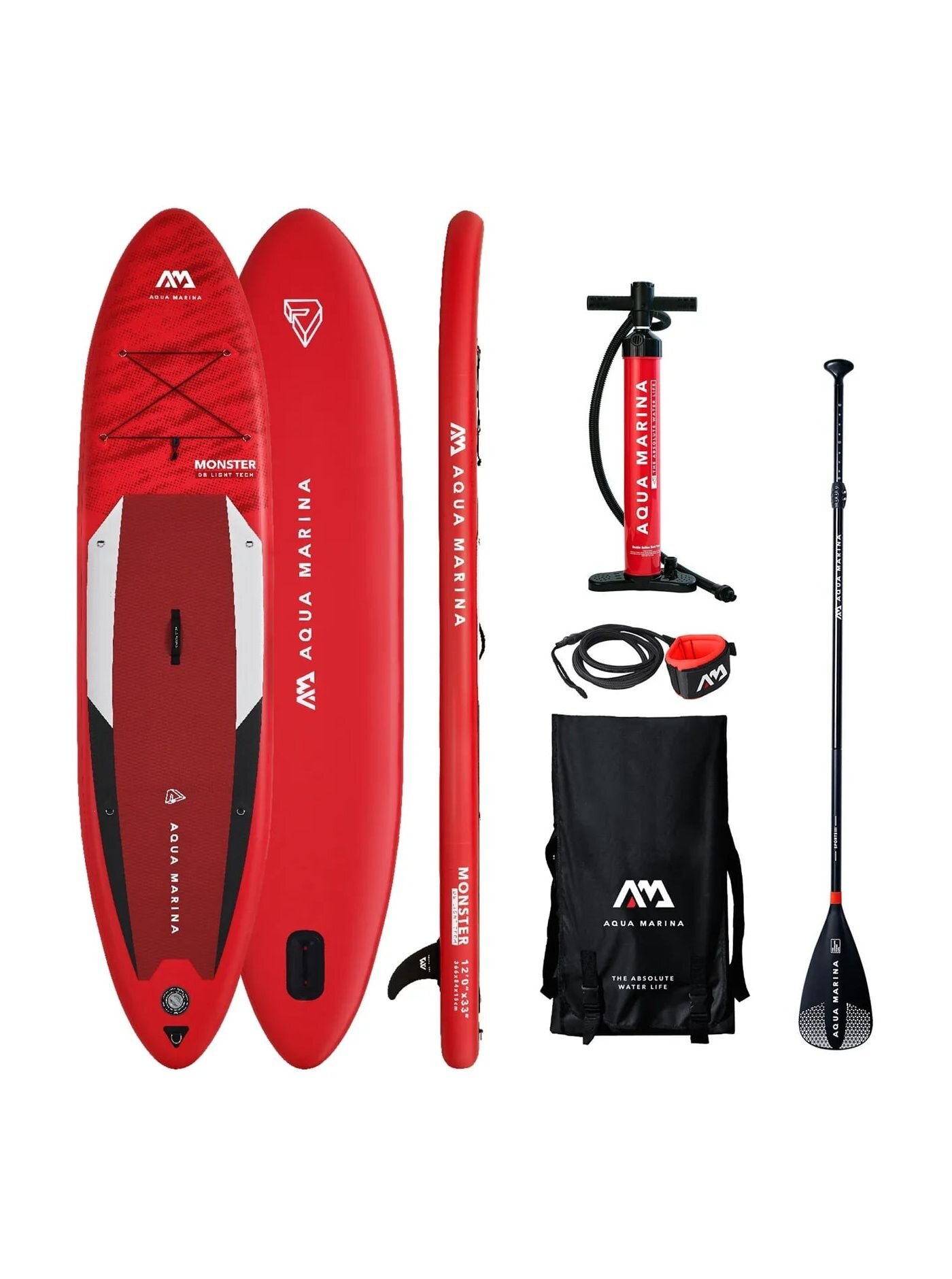 Aqua marina paddleboard Monster 12" x 33" x 6" | Červená | Velikost paddle 12"