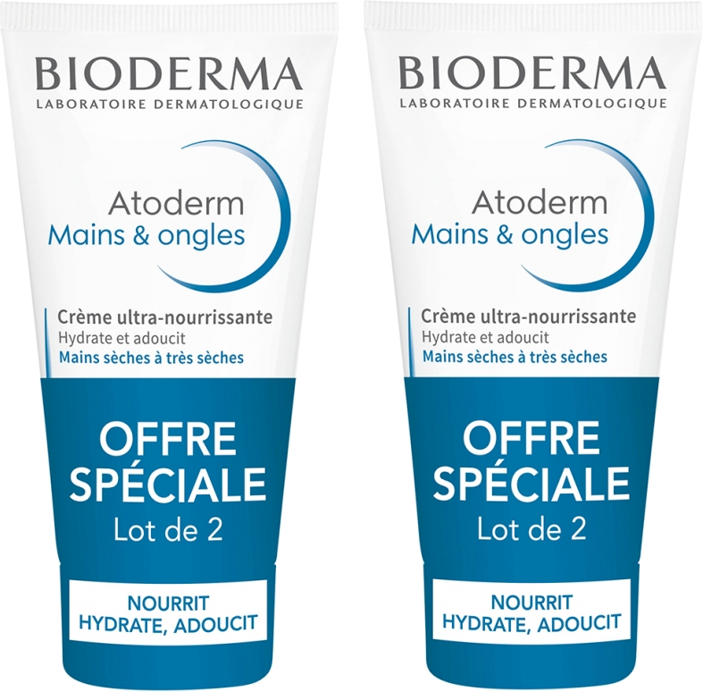 Bioderma Sada výživných krémů na ruce a nehty Atoderm Mains (Ultra-Nourishing Cream Hands & Nails) 2 x 50 ml