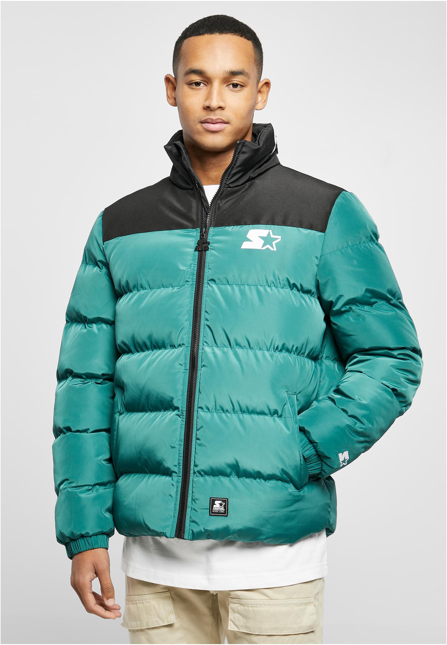 Bunda Starter Logo Puffer Jacket tmavě svěžezelená/černá