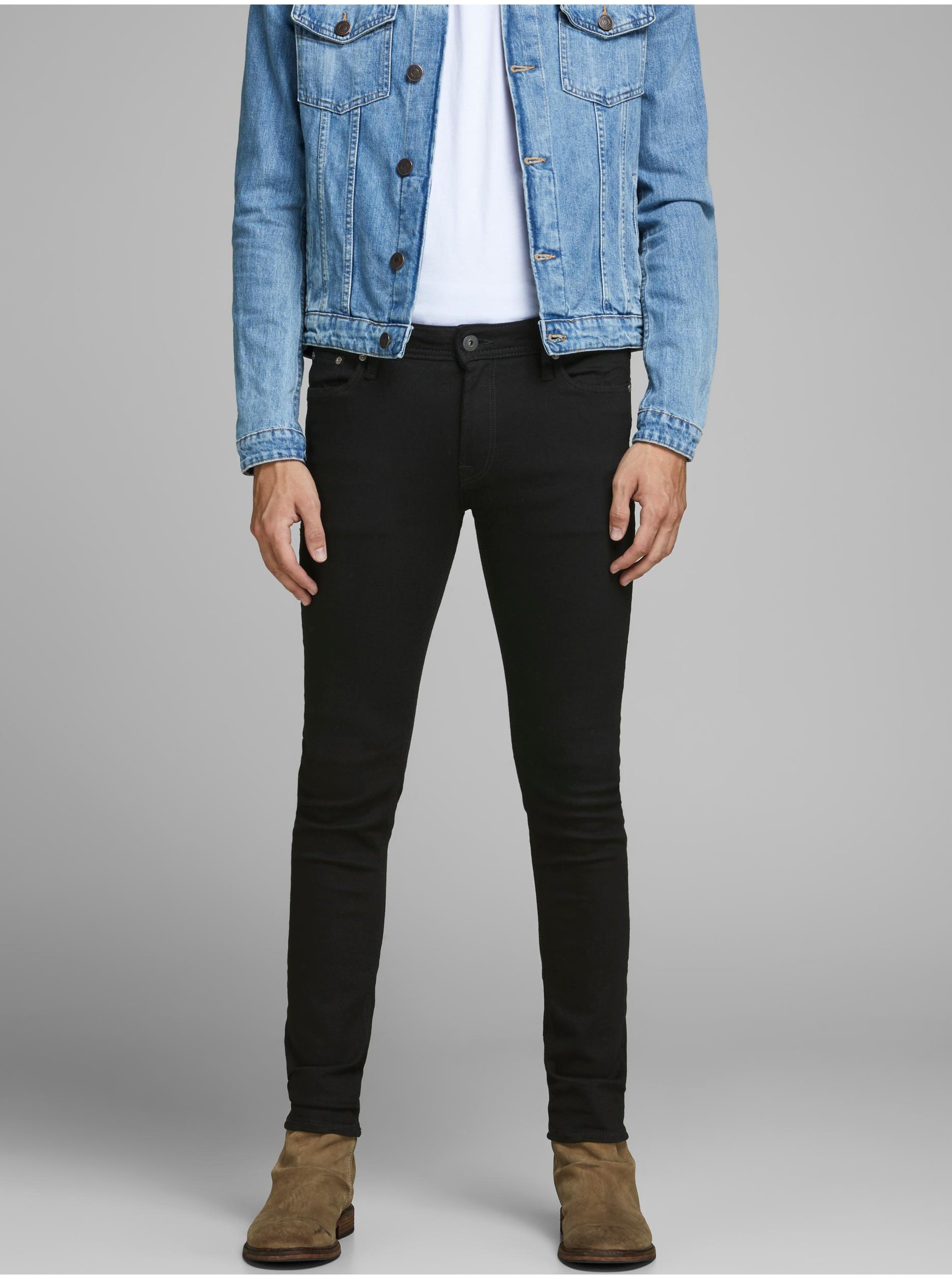 Černé pánské slim fit džíny Jack & Jones Liam - Pánské