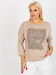 Dámská halenka plus size s potiskem - béžová