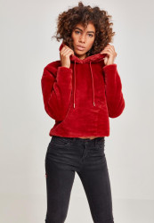 Dámská oversize Short Teddy Hoody vínová