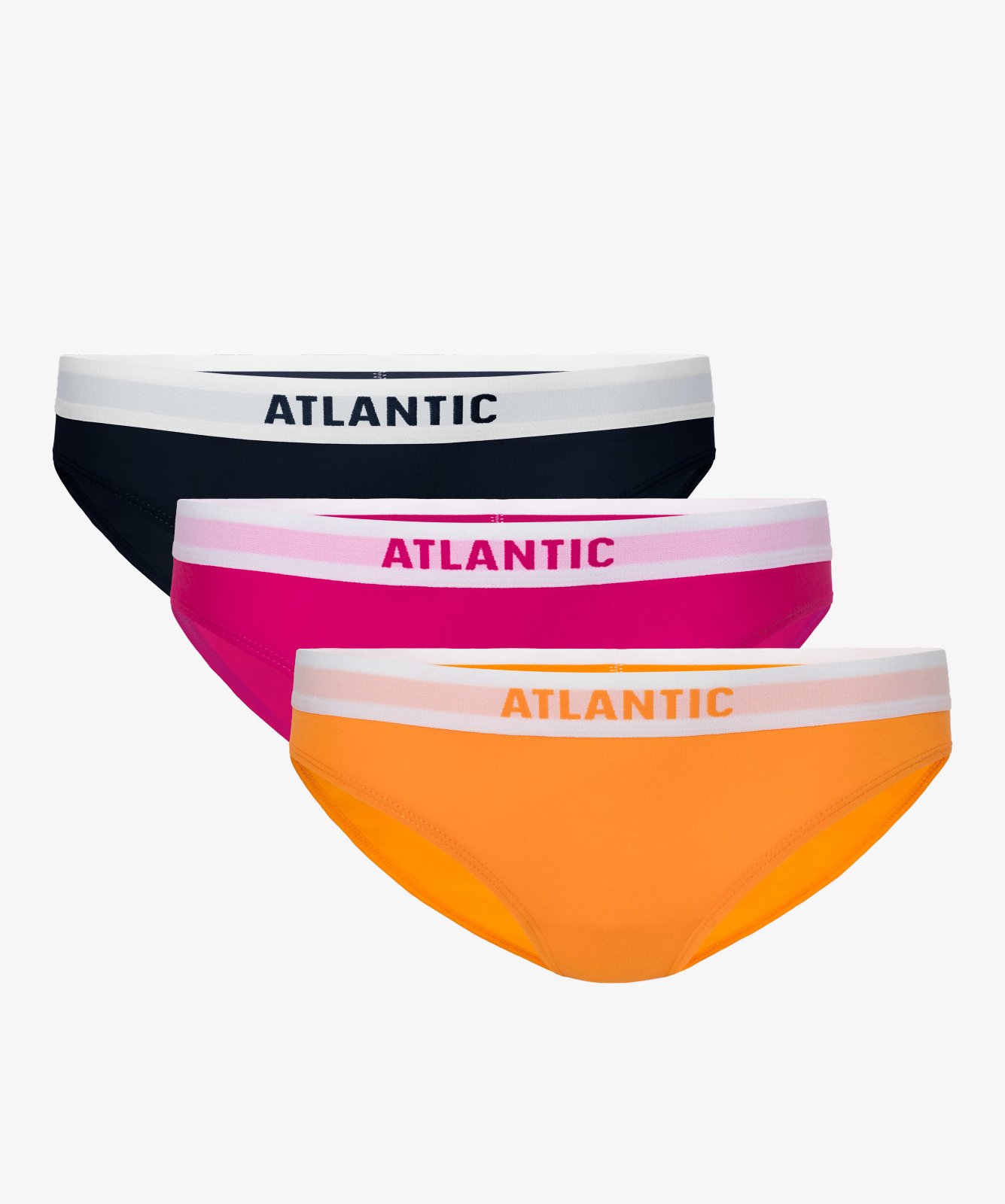 Dámské kalhotky Bikini ATLANTIC 3Pack - tmavě modrá, růžová, oranžová