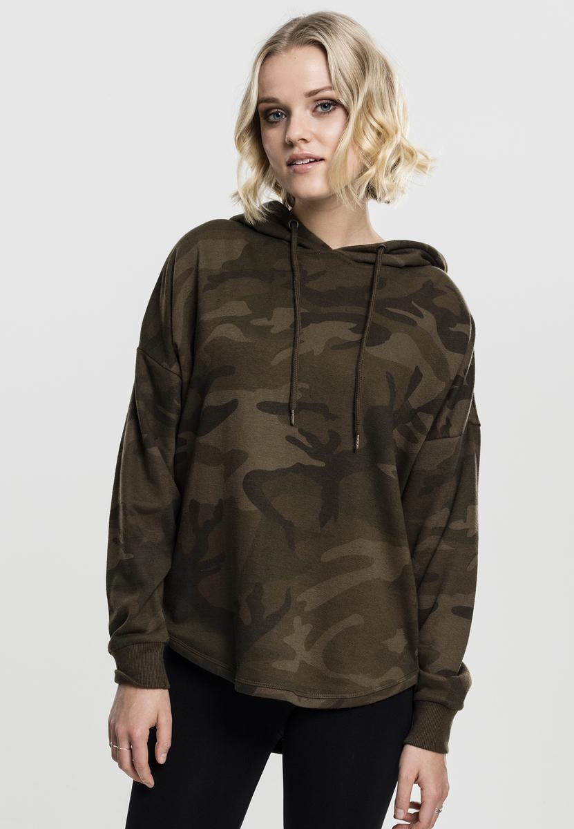 Dámské oversized camo s kapucí olivové camo