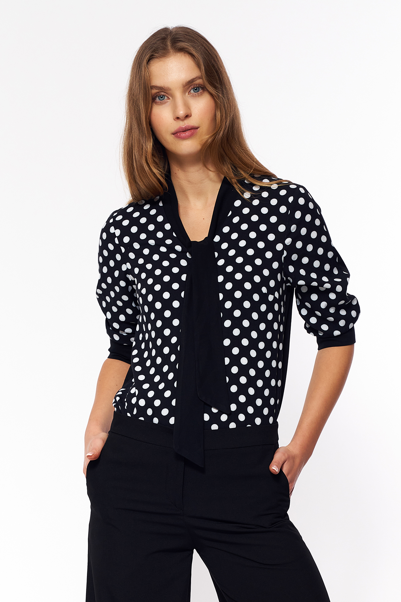 Dámské tričko NIfe Nife_Blouse_B140_Black/Peas