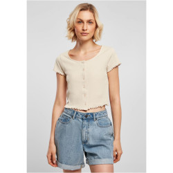 Dámské tričko z měkké mořské trávy Cropped Button Up Rib