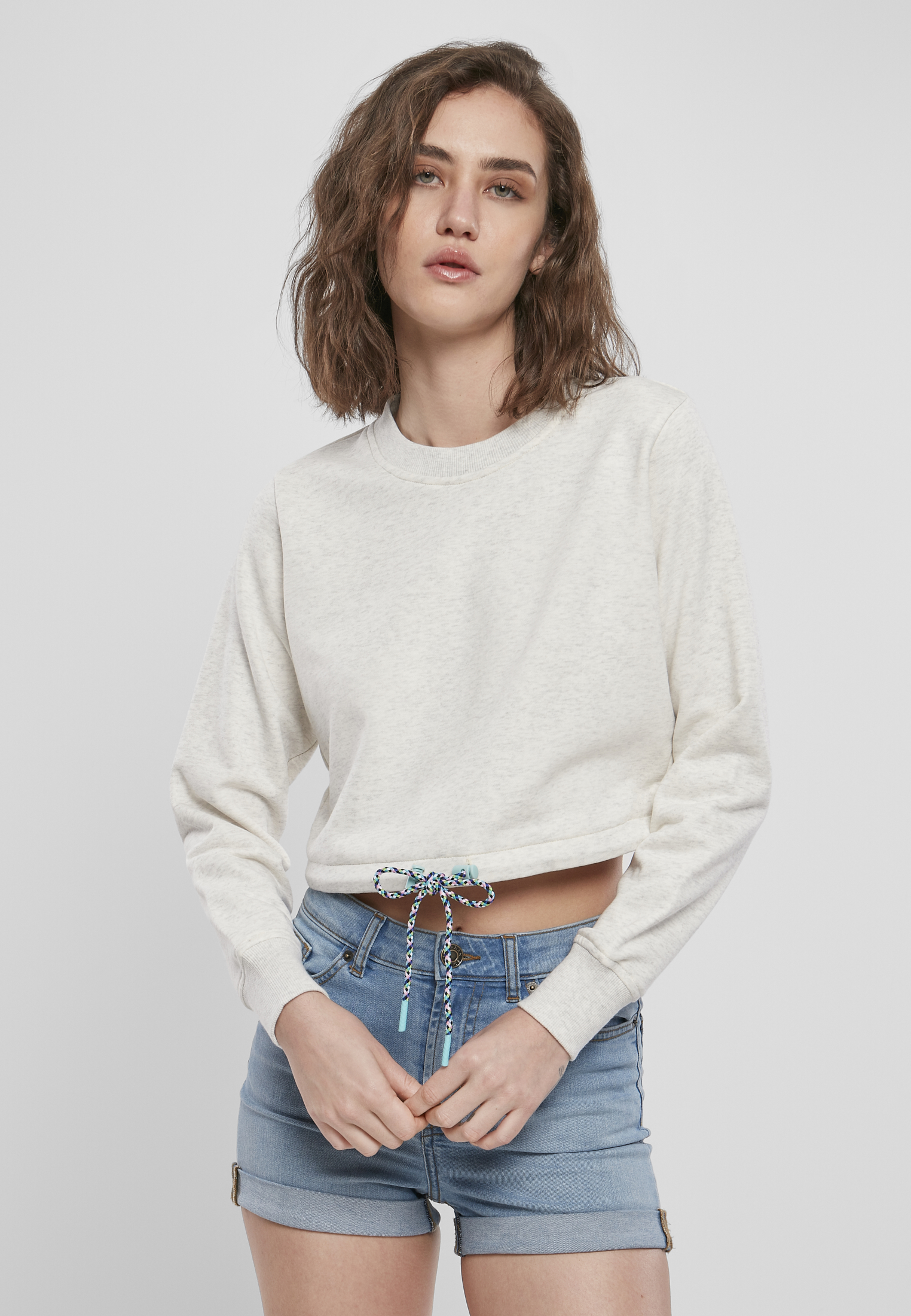 Dámský oversized Cropped Crewneck světle šedý