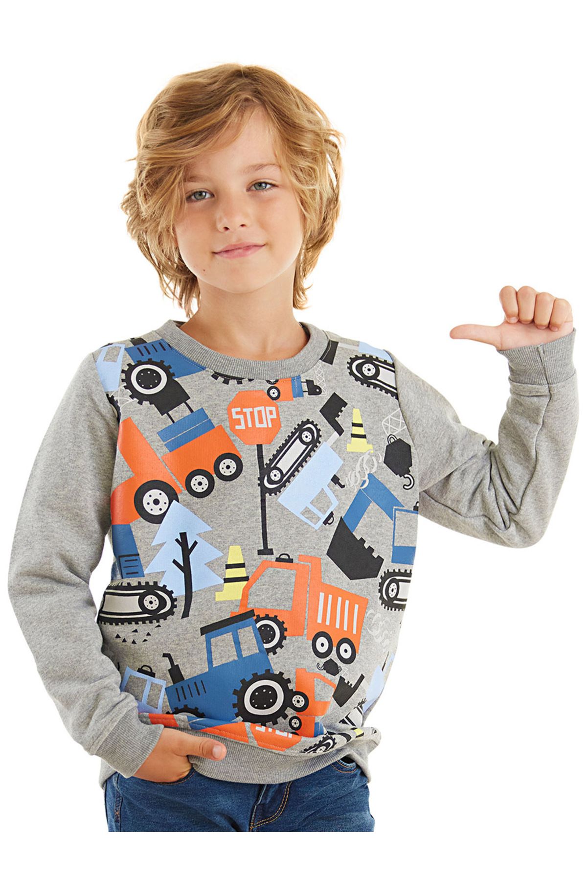 Denokids Cute Cars Boy Long Sleeve Sweatshirt