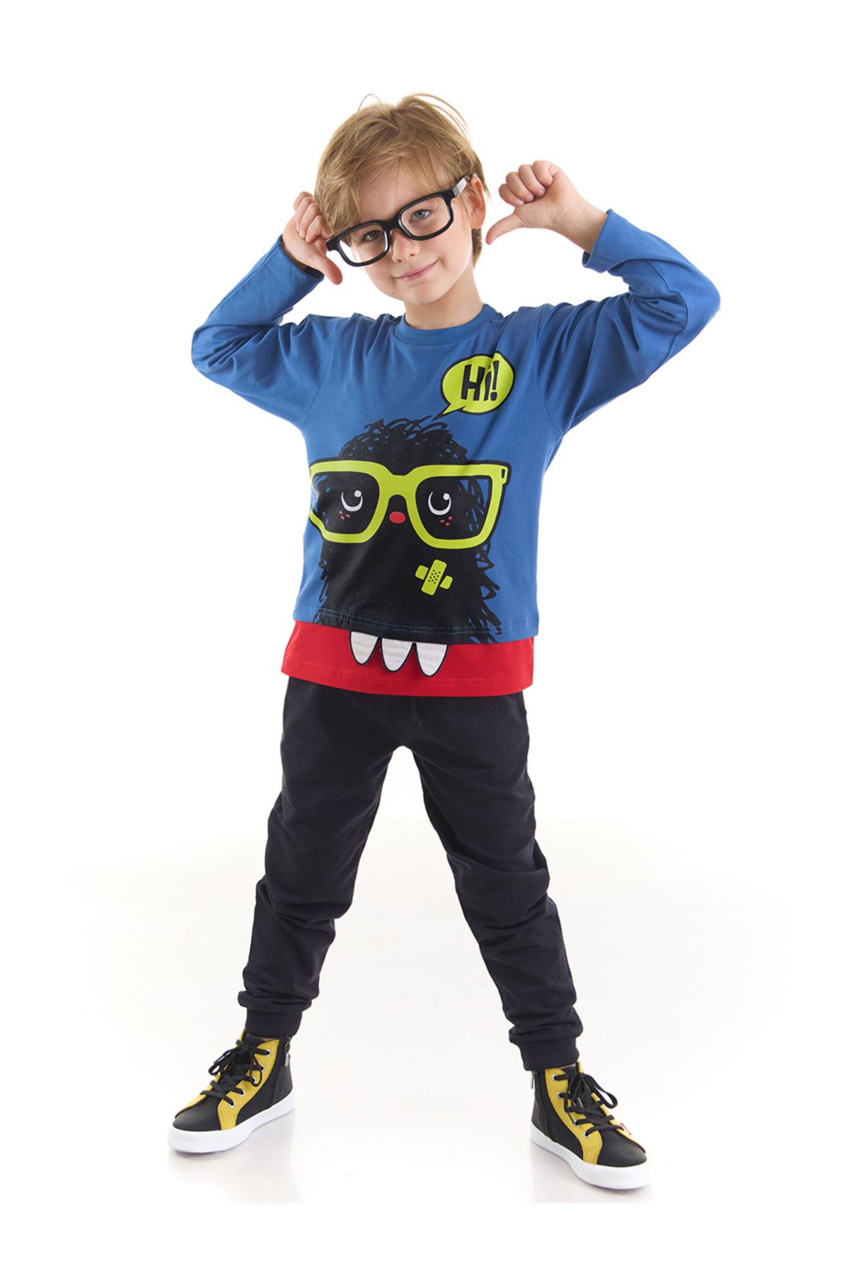 Denokids Hi Monster Boys T-shirt Pants Suit