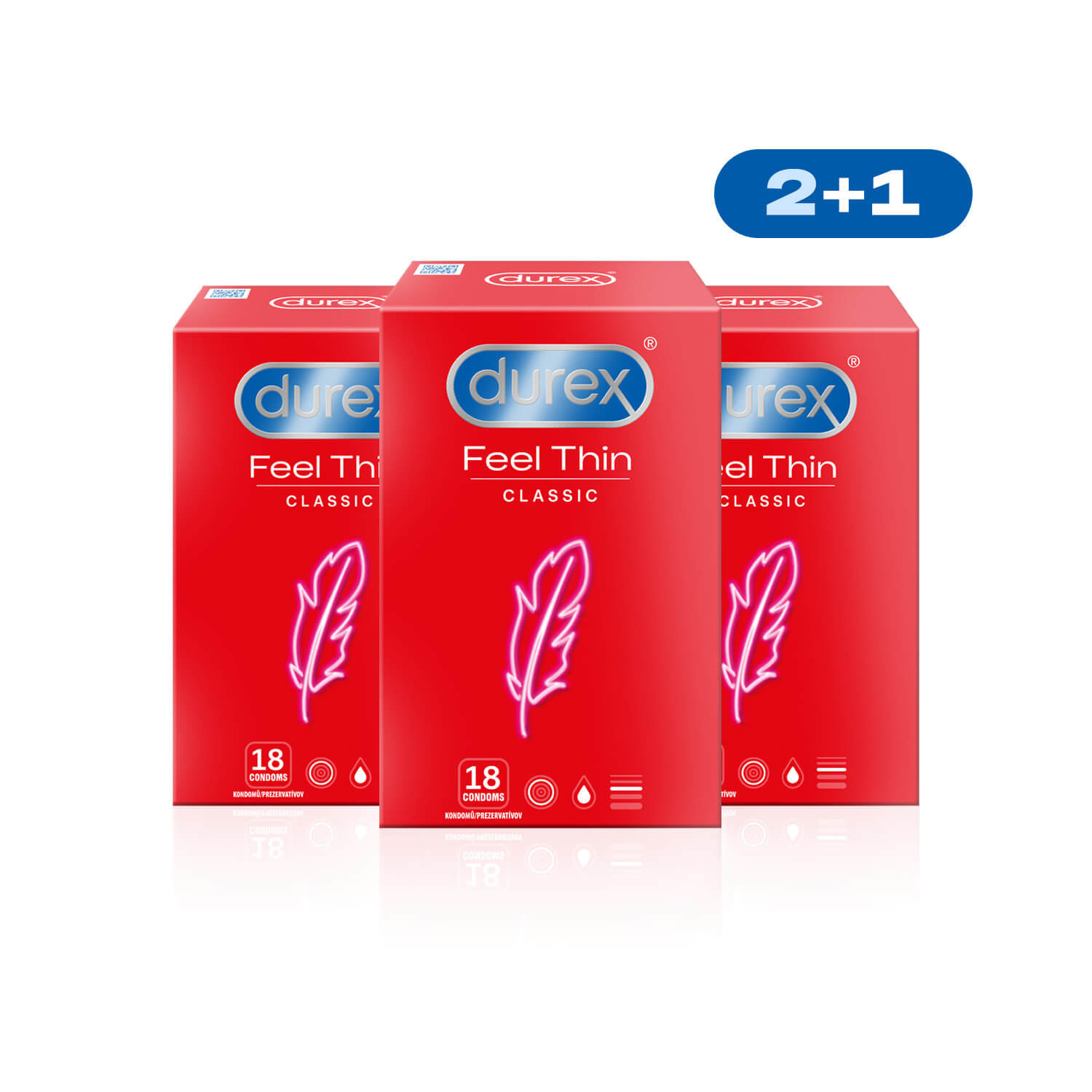 Durex Kondomy Feel Thin Classic 2+1