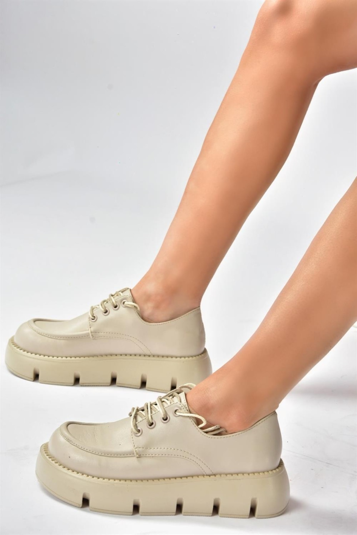 Fox Shoes Beige Thick Soled Women's Casual Shoes