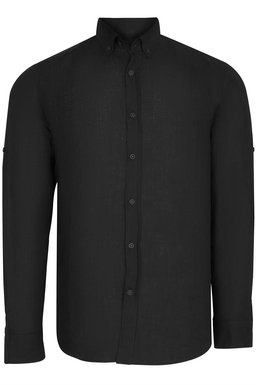 G721 DEWBERRY MENS SHIRT-PLAIN BLACK