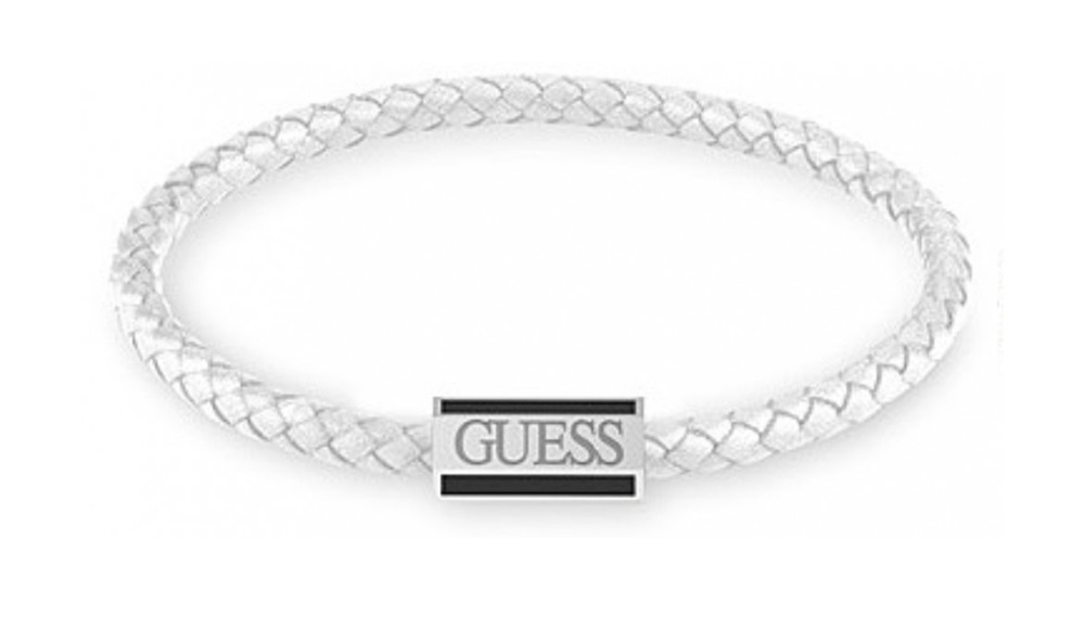 Guess Bílý kožený náramek Acapulco JUMB02142JWSTWIS