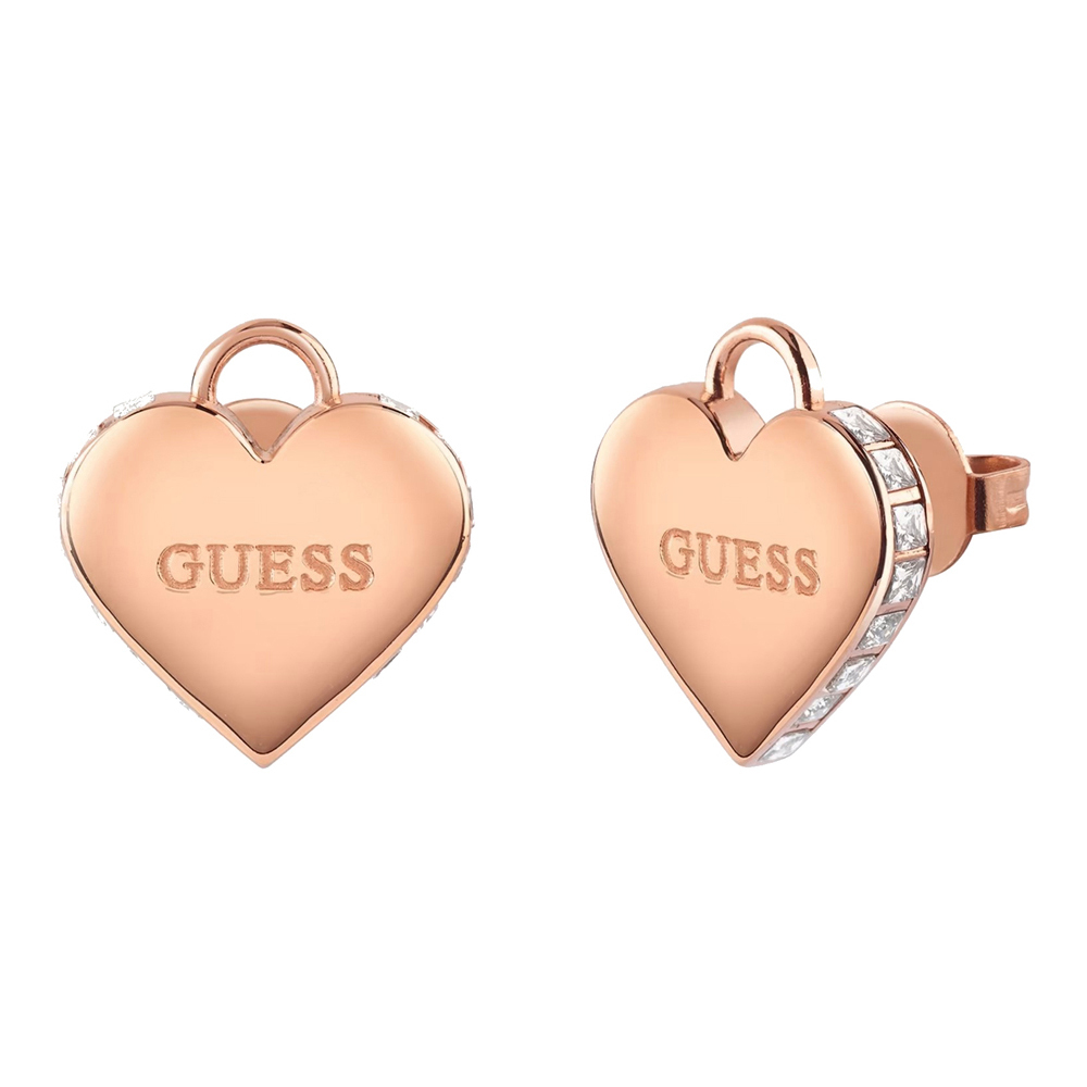 Guess Romantické bronzové náušnice Srdíčka Falling In Love JUBE02231JWRGT/U