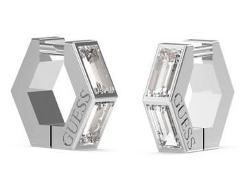 Guess Slušivé ocelové náušnice s čirou zirkonií Huggie Me JUBE03133JWRHT/U