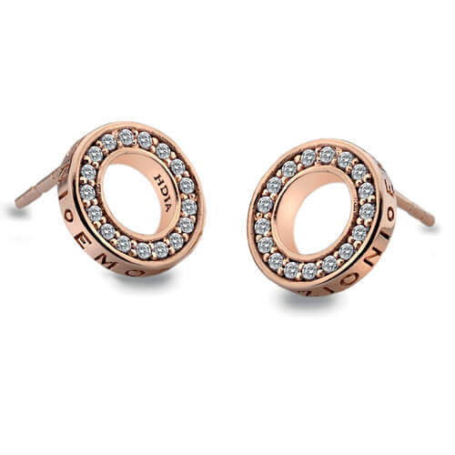 Hot Diamonds Stříbrné náušnice Hot Diamonds Emozioni Saturno Rose Gold DE409