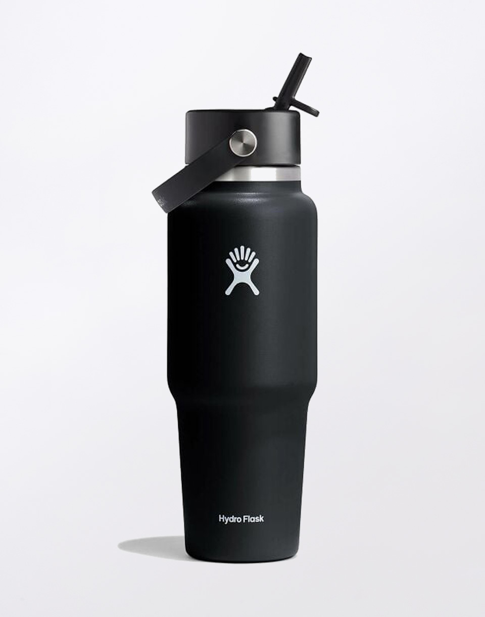 Hydro Flask Wide Mouth Travel Bottle with Flex Straw Cap 32 oz (946 ml) Black