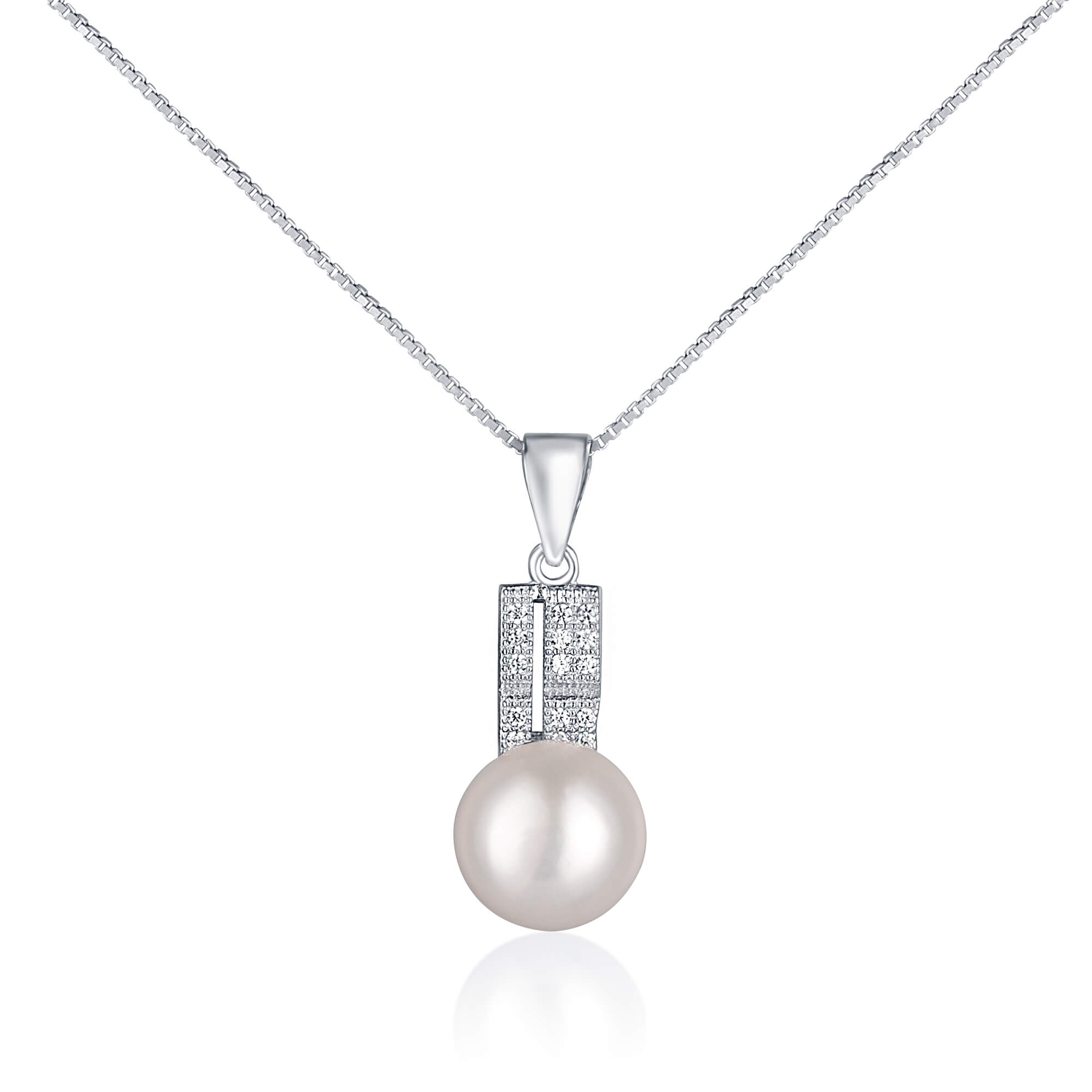 JwL Luxury Pearls Elegantní náhrdelník s pravou perlou a zirkony JL0645 (řetízek, přívěsek)