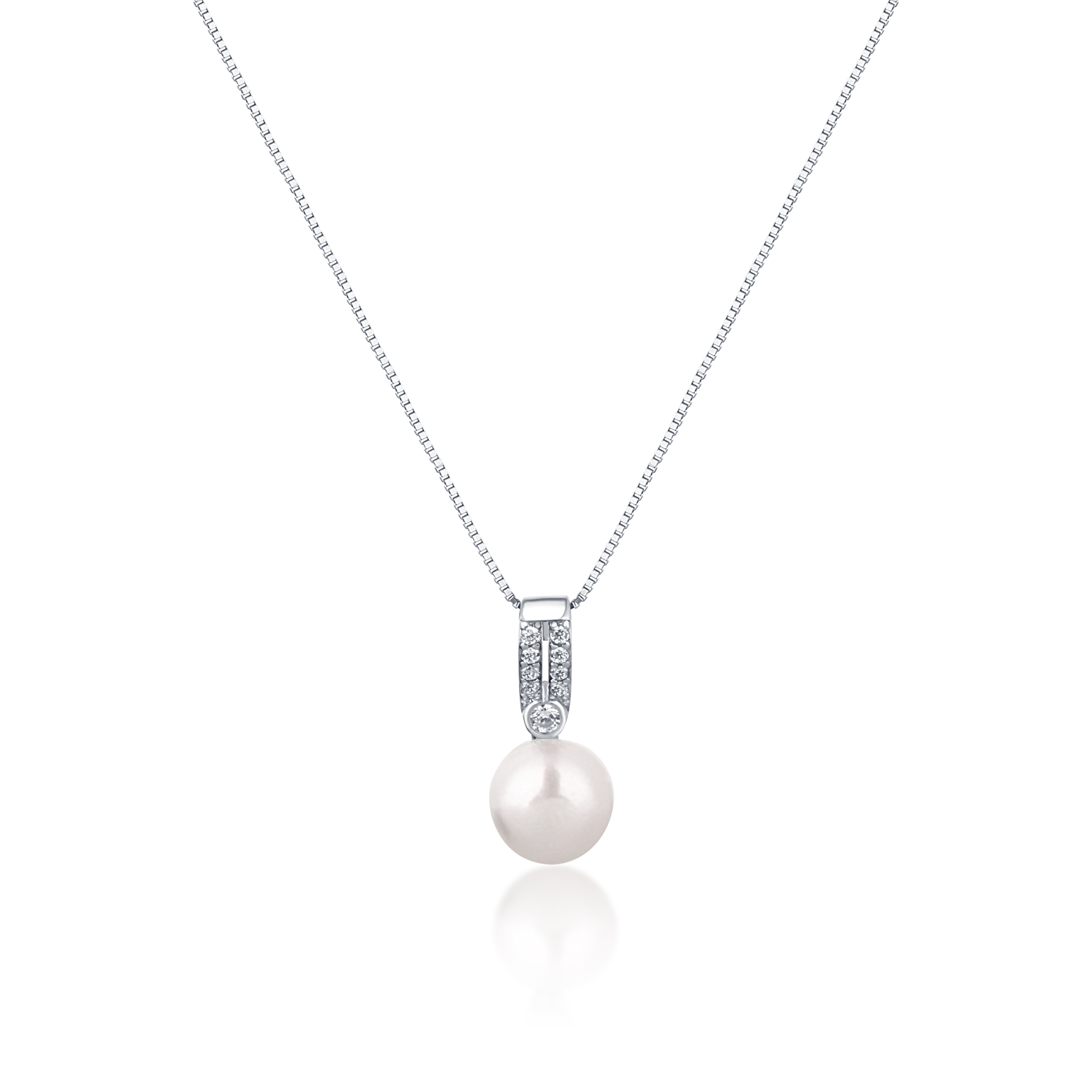 JwL Luxury Pearls Elegantní náhrdelník s pravou perlou a zirkony JL0748 (řetízek, přívěsek)