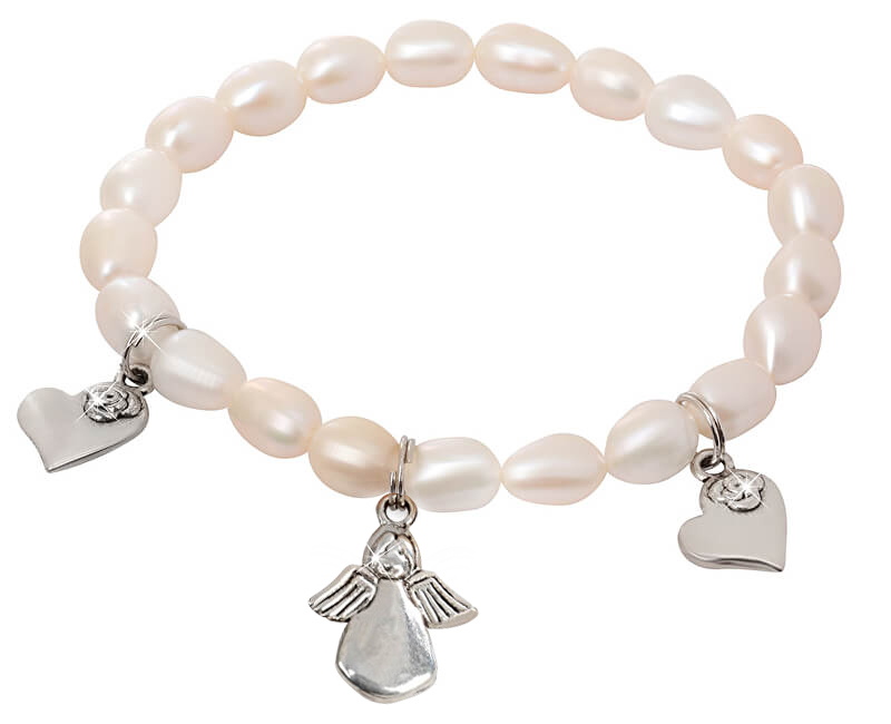 JwL Luxury Pearls Jemný náramek z pravých perel s přívěsky JL0419