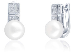 JwL Luxury Pearls Nádherné náušnice s pravou perlou a zirkony JL0644