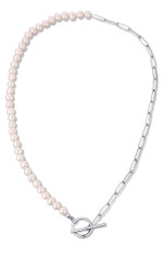 JwL Luxury Pearls Trendy ocelový náhrdelník s pravými říčními perlami JL0788