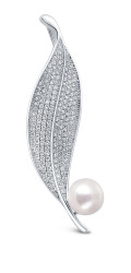 JwL Luxury Pearls Zářivá perlová brož Lísteček JL0701