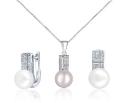 JwL Luxury Pearls Zvýhodněná perlová souprava šperků JL0644 a JL0645 (náhrdelník, náušnice)