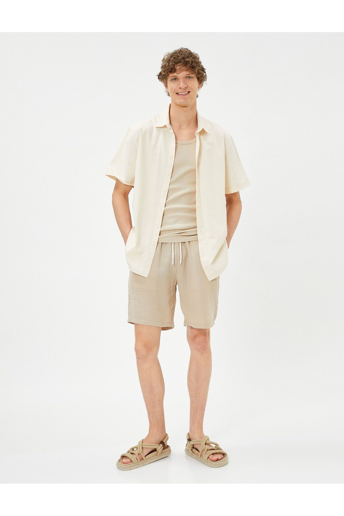 Koton Basic Bermuda Shorts Elastic Waist, Pocket Detailed.