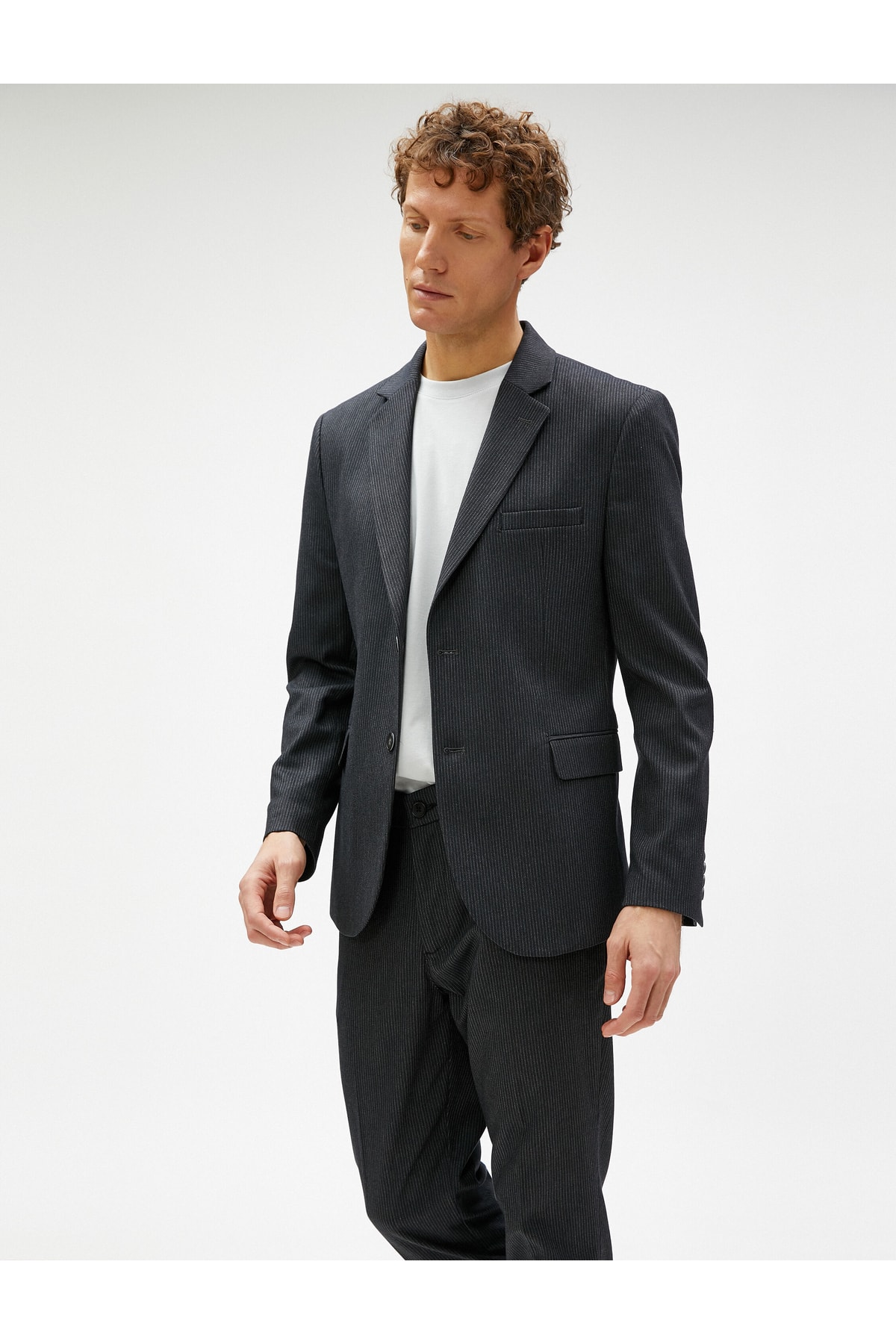 Koton Blazer Jacket Pocket Detailed Buttoned Slim Fit