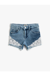 Koton Embroidered Denim Shorts Cotton