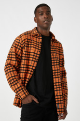 Koton Men's Orange Plaid Shirt