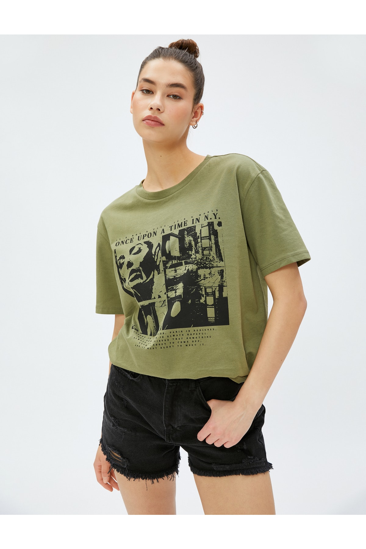 Koton Printed T-Shirt Crew Neck Short Sleeve Cotton