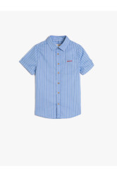 Koton Shirt Short Sleeve Single Pocket Detailed Cotton Embroidery Detailed