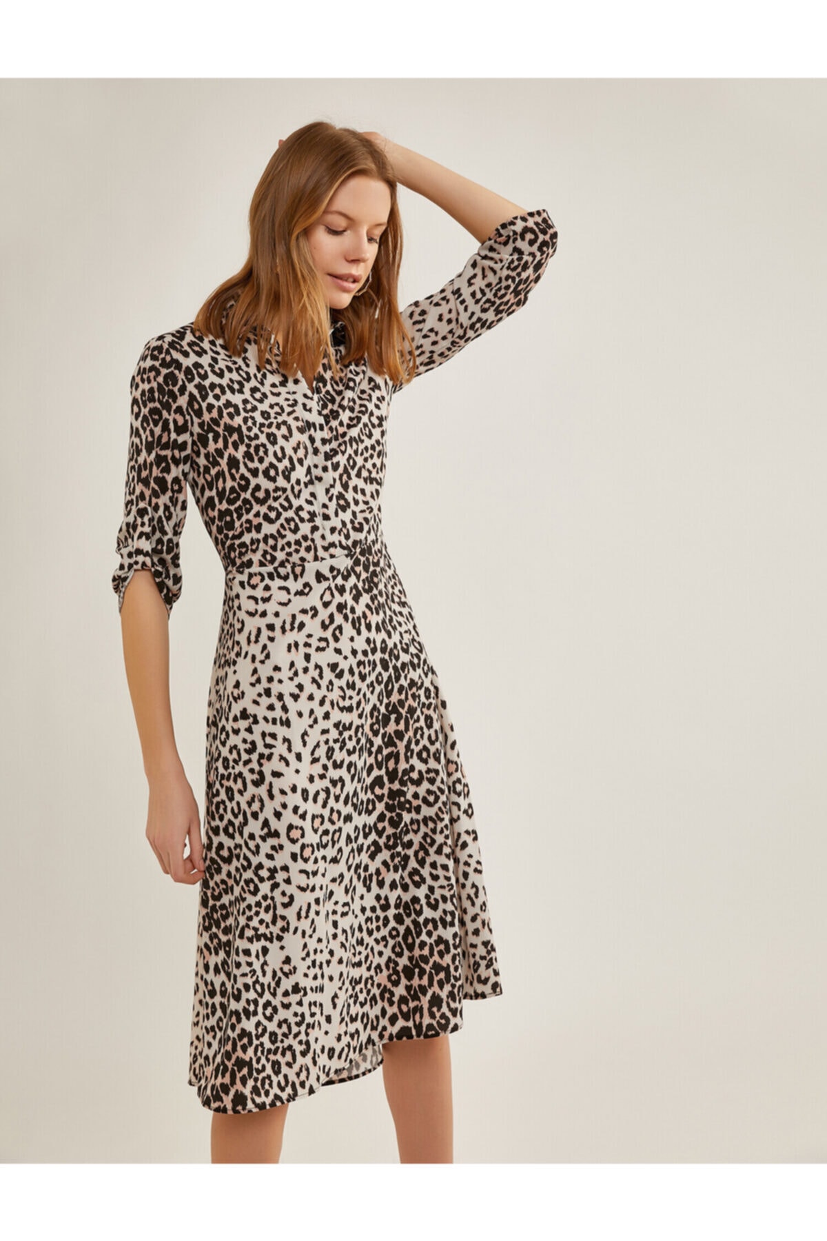 Koton Women's Brown Leopard Print Dress