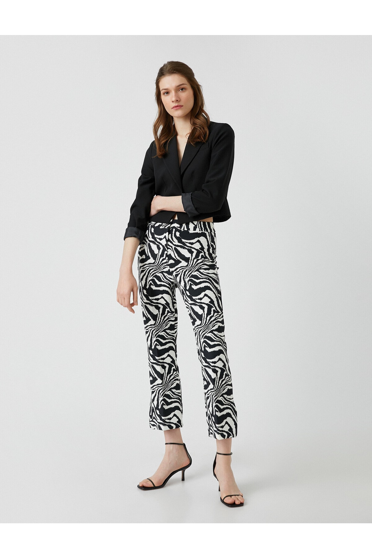 Koton Zebra Patterned Trousers Slim Fit