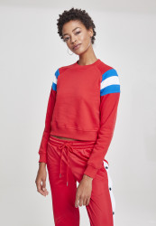 Ladies Sleeve Stripe Crew firered/světlemodrá/bílá