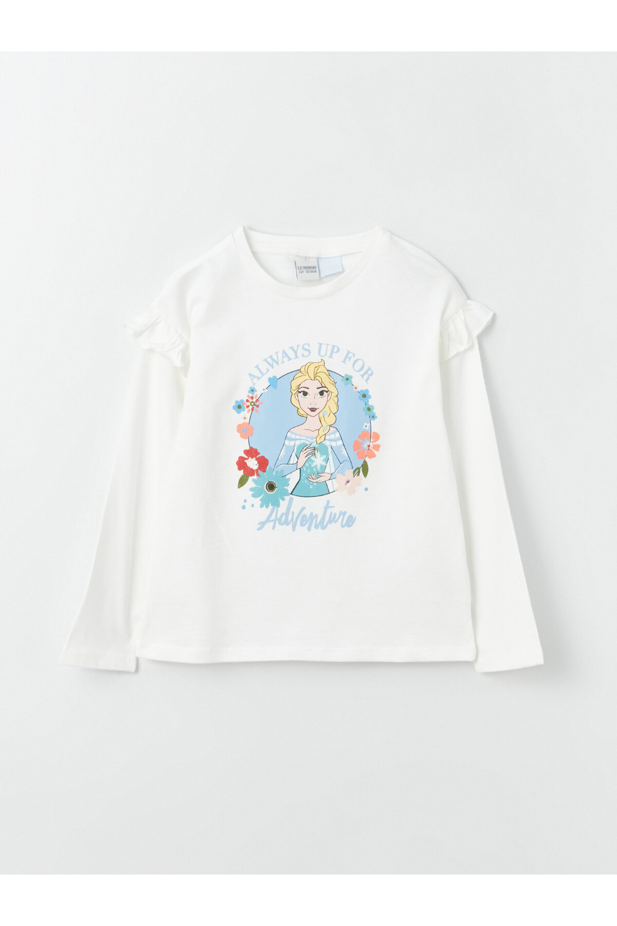 LC Waikiki Crew Neck Elsa Printed Long Sleeve Girls T-Shirt