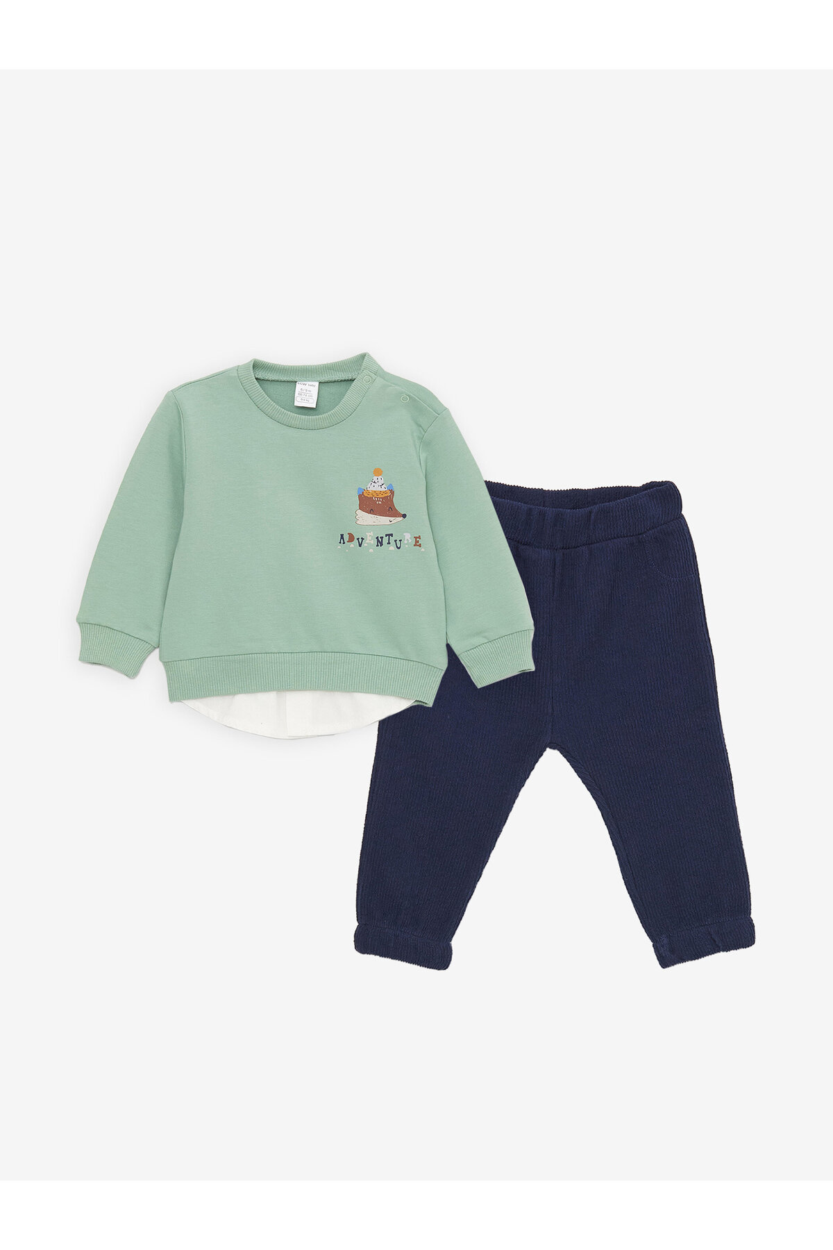 LC Waikiki Crew Neck Long Sleeve Printed Baby Boy Sweatshirt and Pants 2-Piece