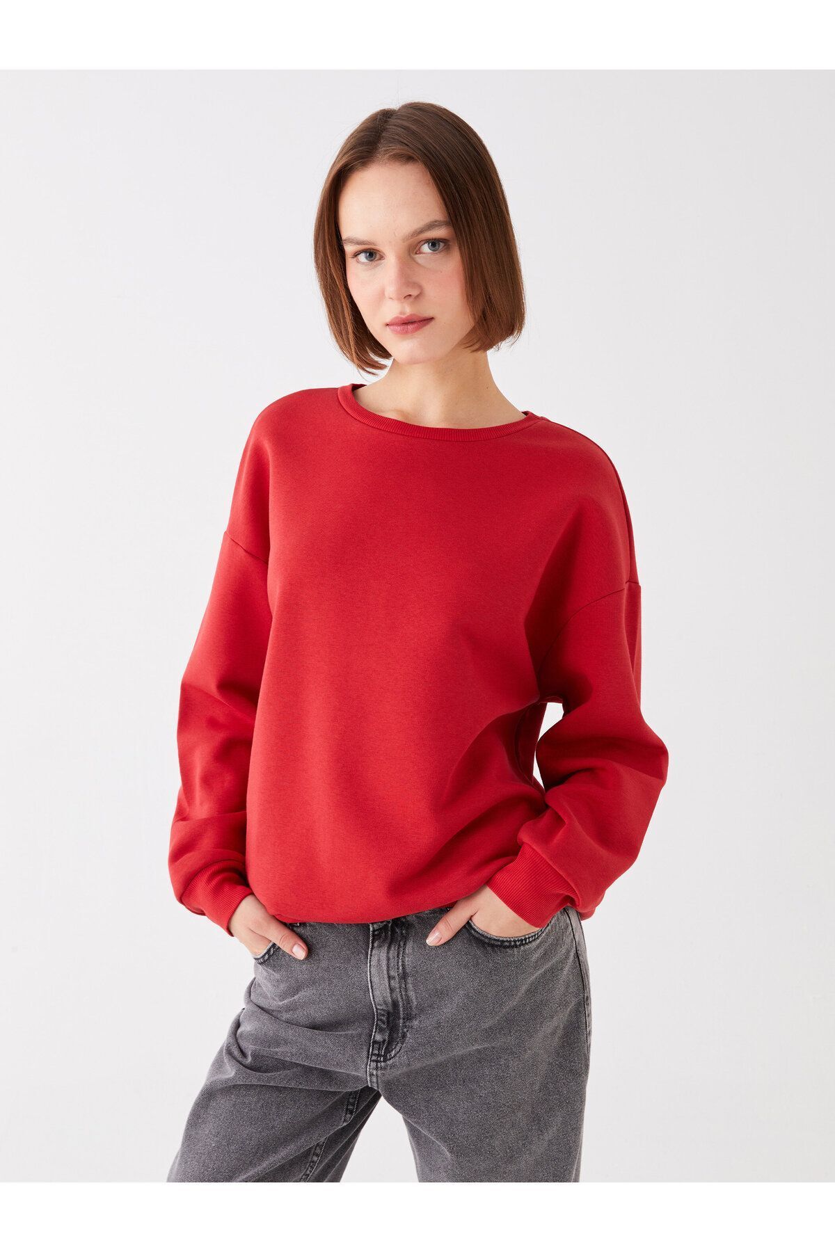 LC Waikiki Crew Neck Plain Long Sleeve Oversize Women's Sweatshirt