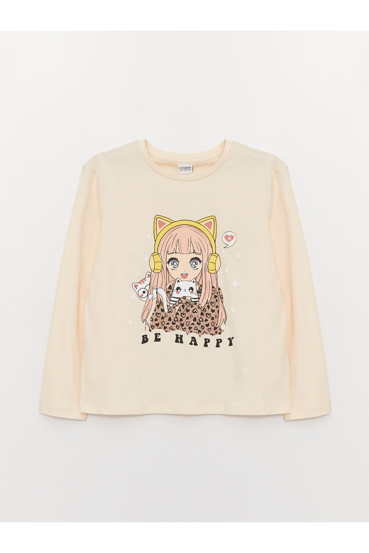 LC Waikiki Crew Neck Printed Long Sleeve Girls' T-Shirt