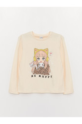 LC Waikiki Crew Neck Printed Long Sleeve Girls' T-Shirt