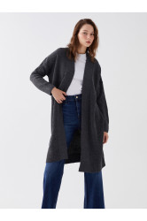 LC Waikiki Dámský šálový límec Jednobarevný dlouhý rukáv Oversize pletenina Cardigan