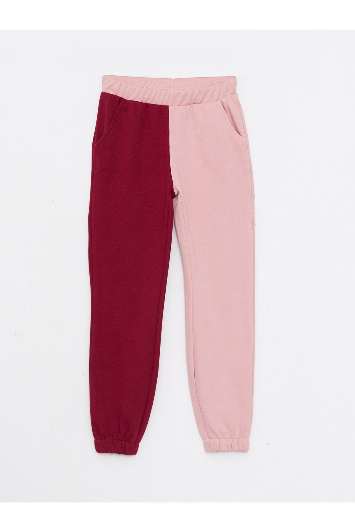 LC Waikiki Girl's Jogger Sweatpants with an Elastic Waist, Color Block Block