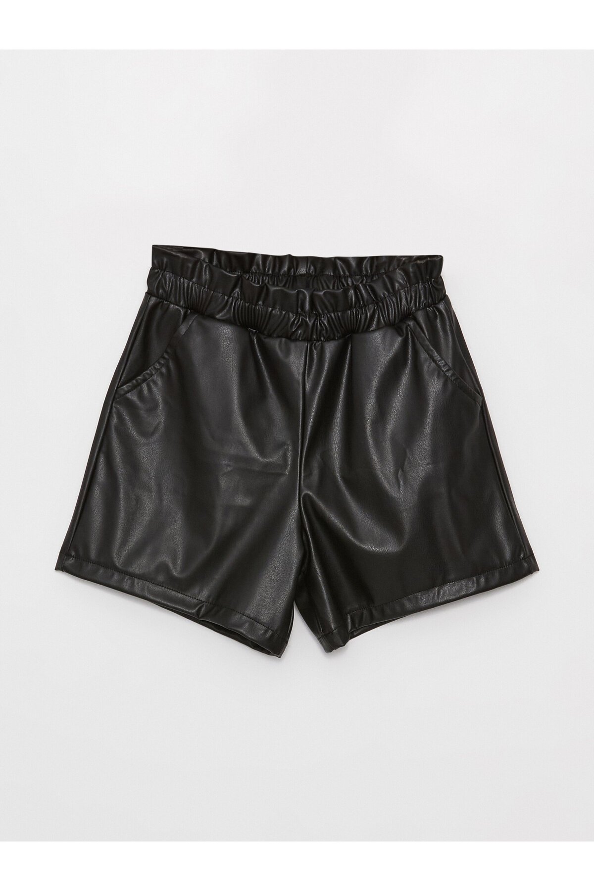 LC Waikiki Girls' Leather Look Shorts with Elastic Waist