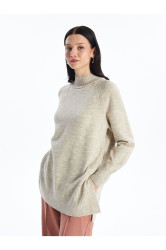 LC Waikiki Lw - Stand Collar Plain Oversize Women's Knitwear Tunic