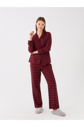 LC Waikiki Shirt Collar Plaid Long Sleeve Women's Pajama Set