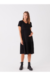 LC Waikiki V-Neck Straight Short Sleeve Maternity Dress