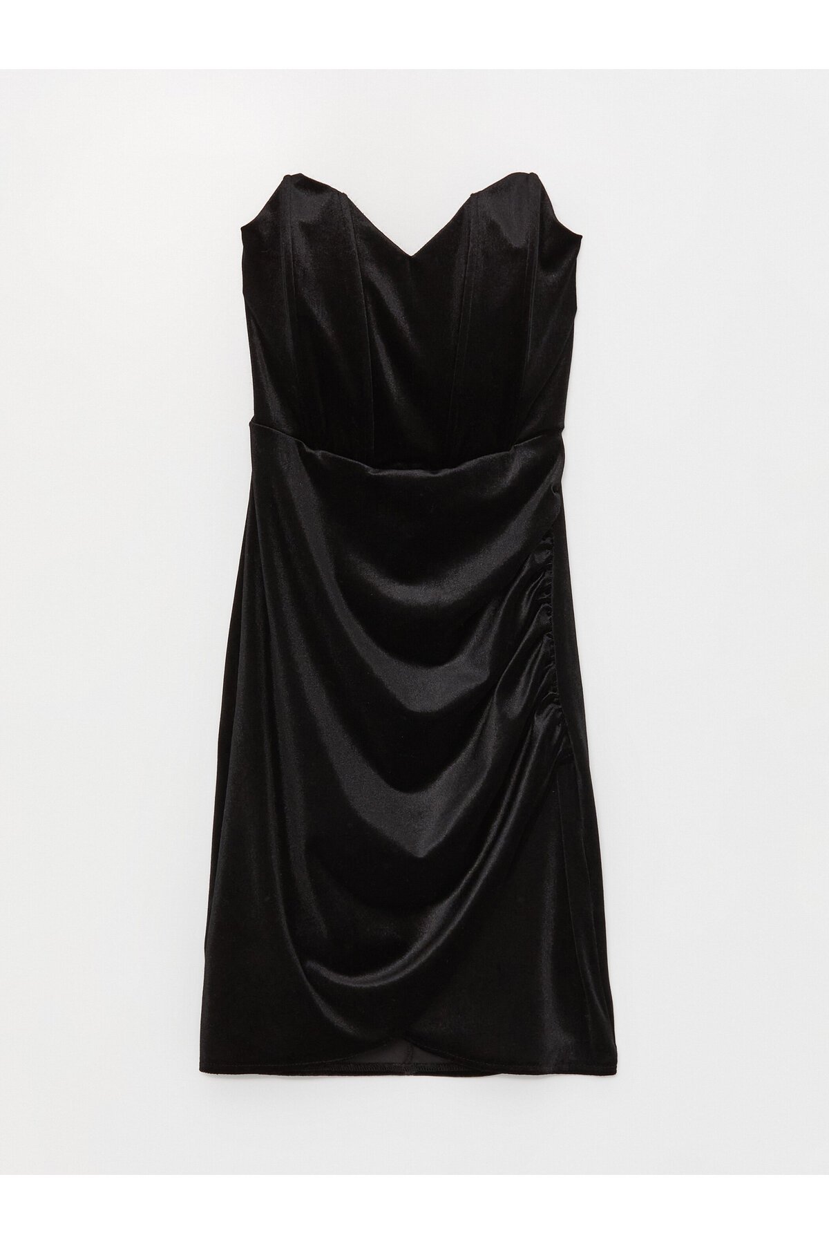 LC Waikiki Women's Strapless Plain Velvet Dress