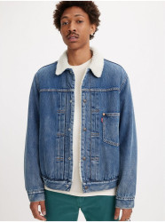 Levi's Modrá pánská džínová bunda Levi's® Type 1 Sherpa Trucker Fall Bre - Pánské